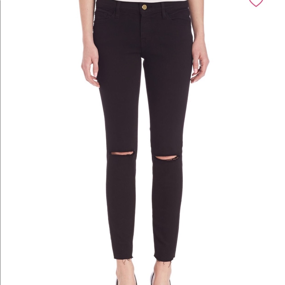 Frame distressed black jeans